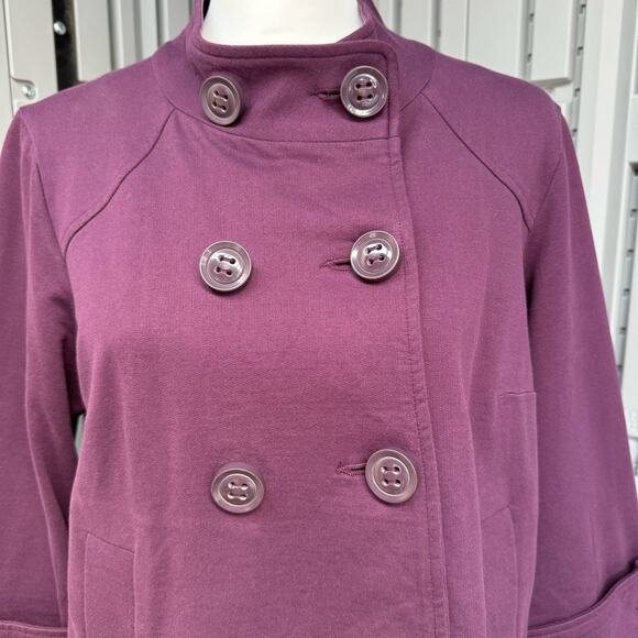 Cabi Double-Breasted Cropped Fall Swing Stand Collar Jacket Women M Purple Plum - Picture 6 of 14